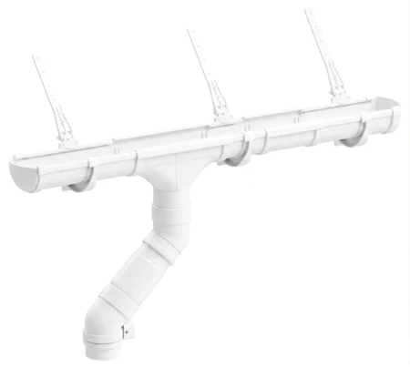 Комплект пластикового водостока d-141x100 мм Döcke lux пломбир RAL 9003 в Санкт-Петербурге фото
