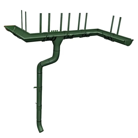 Комплект металлического водостока ГрандЛайн GL PU d-125x90 мм 6 м/3 м Полиуретан RAL 6005 в Санкт-Петербурге фото