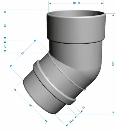 Колено трубы d-100 мм 72° ПВХ Döcke Lux в Санкт-Петербурге фото