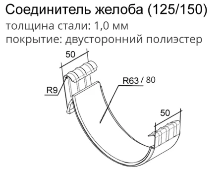 Соединитель желоба d-125 мм Grand Line Полиуретан 1,0 в Санкт-Петербурге фото