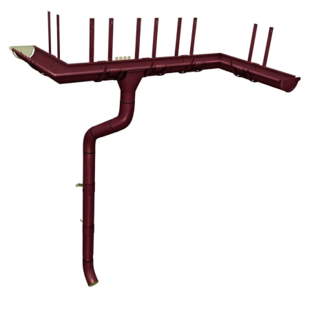 Комплект металлического водостока Grand Line GL PE d-125x90 мм 6 м/3 м Полиэстер двухсторонний RAL 3005 в Санкт-Петербурге фото