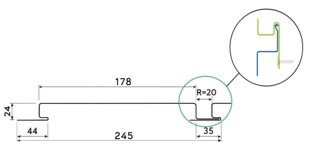 Линеарные панели Металл Профиль Линеарная панель  Primepanel-О-Г 24х178 мм с рустом Оцинкованная 0,7 в Санкт-Петербурге фото