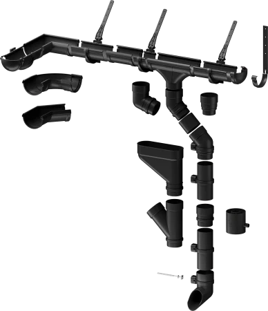 Угол желоба универсальный d-141 мм 90 гр ПВХ Döcke Lux карбон RR 33