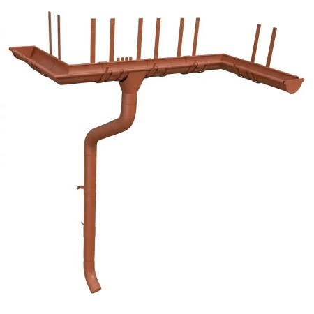 Комплект металлического водостока ГрандЛайн GL PU d-125x90 мм 6 м/3 м Полиуретан RAL 8004 в Санкт-Петербурге фото