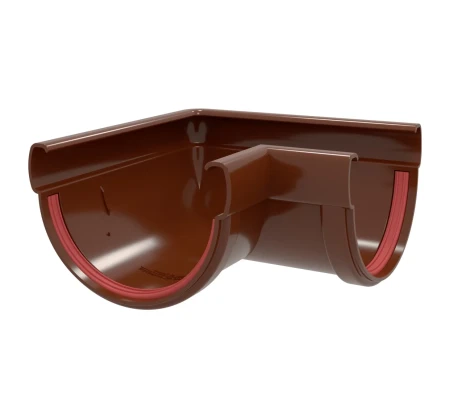 Угол желоба универсальный d-135 мм 90 гр ПВХ Grand Line Дизайн шоколадный RAL 8017