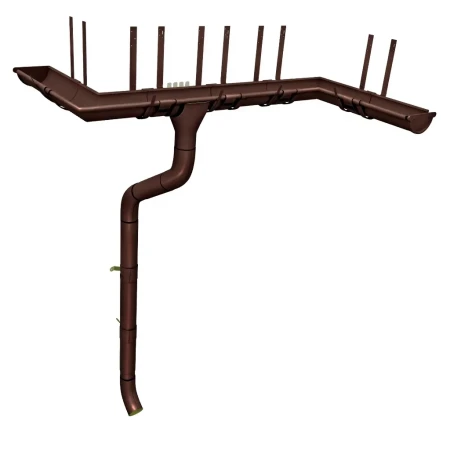 Комплект металлического водостока ГрандЛайн GL PU d-150x100 мм 6 м/3 м Полиуретан RAL 8017 в Санкт-Петербурге фото