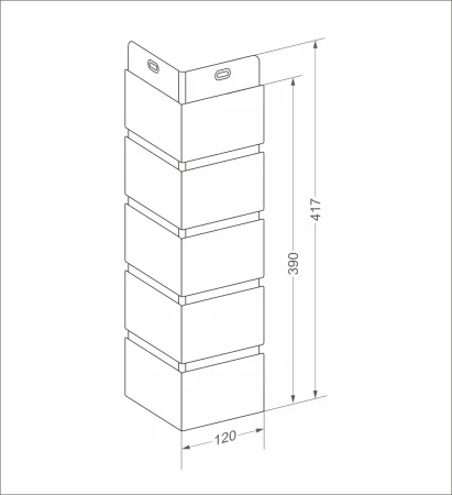 Угол пластиковой фасадной панели Grand Line Состаренный кирпич Classic (бежевый)