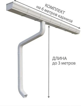 Комплект металлического водостока ГрандЛайн Vortex 127x78 мм Полиэстер RAL 9003 в Санкт-Петербурге фото