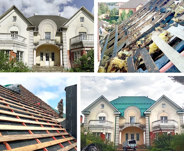 Металл Профиль Ламонтерра Norman RAL6005: этапы монтажа от демонтажа до готовой кровли