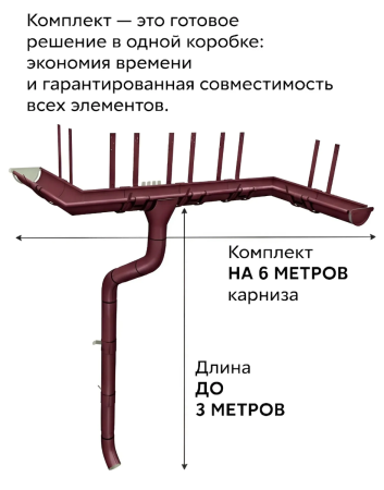 Комплект металлического водостока Grand Line GL PE d-125x90 мм 6 м/3 м Полиэстер двухсторонний RAL 3005 в Санкт-Петербурге фото