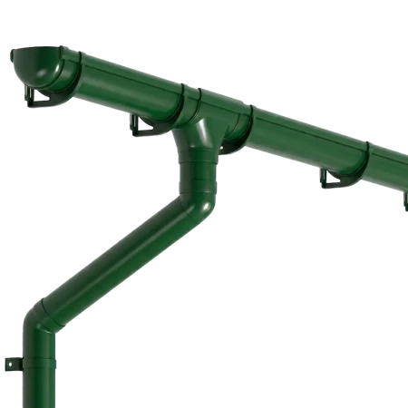 Комплект пластикового водостока d-135/90 мм ГрандЛайн Дизайн зеленый RAL 6005 в Санкт-Петербурге фото