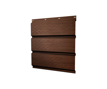 Металлический софит Grand Line Print Elite 0,45 с полной перфорацией Choco Wood