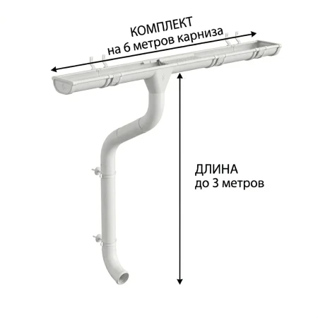 Комплект металлического водостока Аквасистем Комфорт d-125x90 мм 6 м/3 м Полиэстер 0,55 RR 20 в Санкт-Петербурге фото