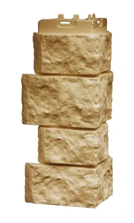 Угол пластиковой фасадной панели Grand Line Дикий камень Classic (песочный)