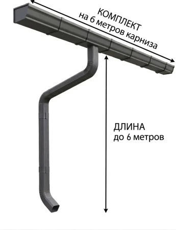Комплект металлического водостока ГрандЛайн Vortex Matt 127x78 мм 6 м/6 м Полиэстер Matt RAL 7024 (графитовый серый) в Санкт-Петербурге фото