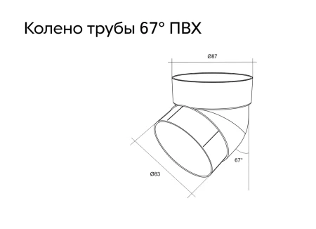 Колено трубы d-90 мм 67° ПВХ Grand Line в Санкт-Петербурге фото