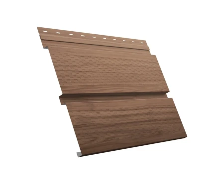 Металлический софит Grand Line Квадро Брус Print Elite 0,45 с полной перфорацией Honey Wood