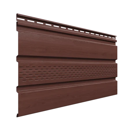 Виниловый софит Технониколь с частичной перфорацией каштан