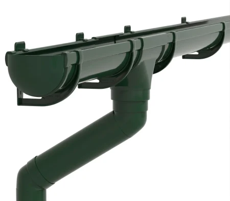 Комплект пластикового водостока d-135/90 мм ГрандЛайн Дизайн зеленый RAL 6005 в Санкт-Петербурге фото