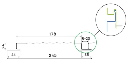 Линеарные панели Металл Профиль Линеарная панель  Primepanel-О-В 24х178 мм с рустом Оцинкованная 0,7 в Санкт-Петербурге фото
