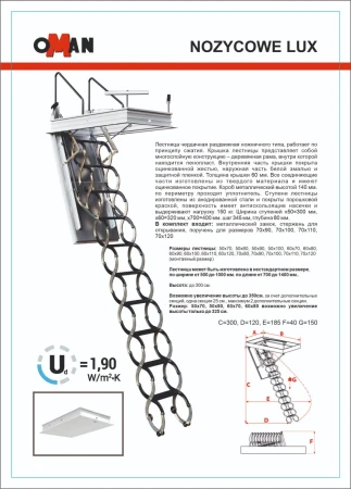 Чердачная люк-лестница Oman Ножничная Nozycowe Lux в Санкт-Петербурге фото