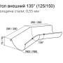 Угол желоба наружный d-125 мм 135° Grand Line Полиуретан 0,6 в Санкт-Петербурге фото