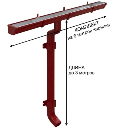 Комплект металлического водостока Металл Профиль Бюджет 120x86 мм 6 м/3 м Полиэстер RAL 3011 в Санкт-Петербурге фото