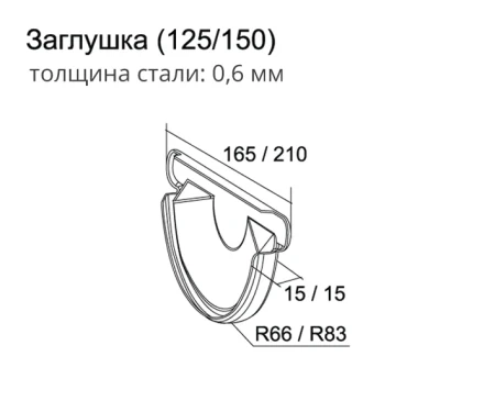 Заглушка желоба d-125 мм торцевая универсальная Grand Line Полиуретан 0,6 в Санкт-Петербурге фото