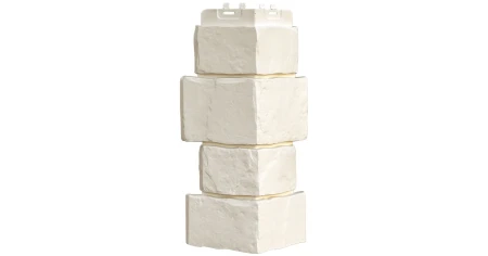 Угол пластиковой фасадной панели Grand Line Крупный камень Classic (молочный)