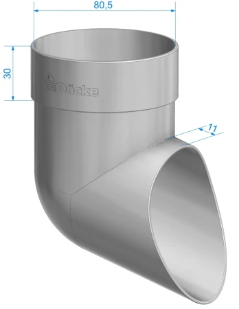 Колено стока (наконечник) d-80 мм ПВХ Döcke Standard в Санкт-Петербурге фото