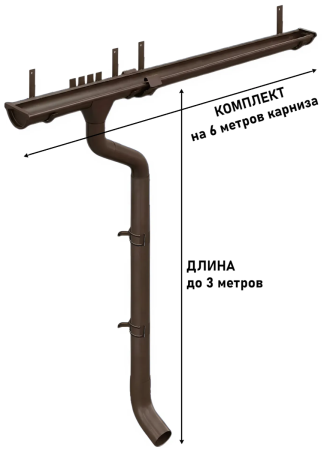 Комплект металлического водостока d-125x100 мм Металл Профиль FORAMINA FREEZE Valori двухсторонний DarkBrown в Санкт-Петербурге фото