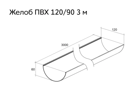 Желоб полукруглый ПВХ d-120 мм 3 м Grand Line Классика в Санкт-Петербурге фото