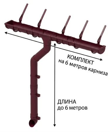 Комплект пластикового водостока d-120x80 мм Döcke Standard красный RAL 3005 в Санкт-Петербурге фото