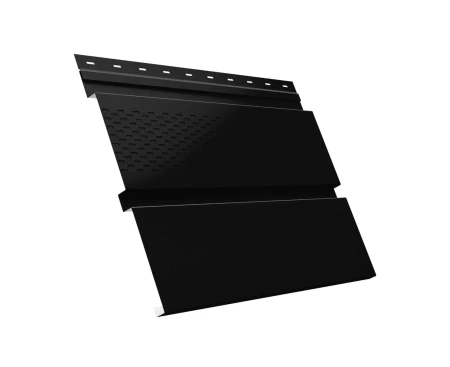 Металлический софит Grand Line Квадро Брус Satin 0,5 с полной перфорацией Ral 9005