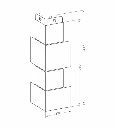 Угол пластиковой фасадной панели Grand Line Крупный камень Classic (серый)