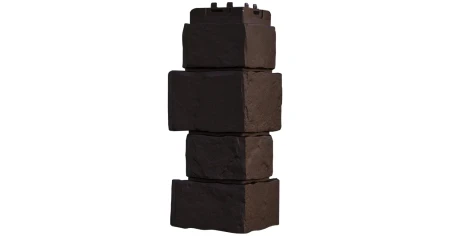 Угол пластиковой фасадной панели Grand Line Крупный камень Classic (шоколадный)