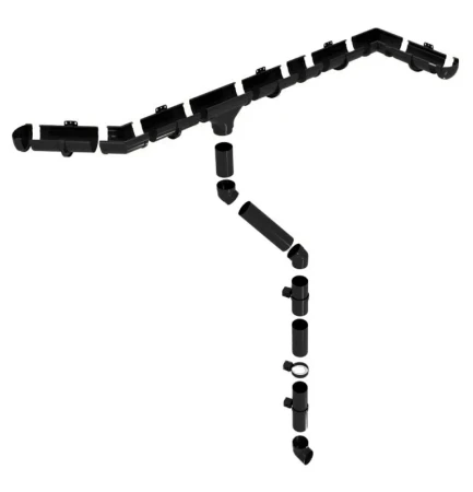 Комплект пластикового водостока d-135/90 мм ГрандЛайн Дизайн черный RAL 9005 в Санкт-Петербурге фото